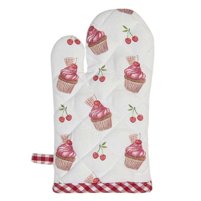 Clayre & Eef Guanto da forno bambino 12x21 cm Rosso Rosa  Cotone Cupcakes