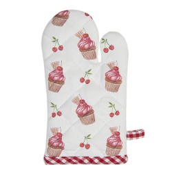 Clayre & Eef Kids' Oven Mitt 12x21 cm Red Pink Cotton Cupcakes