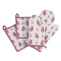 Clayre & Eef Kinderofenhandschuh 12x21 cm Rot Rosa Baumwolle Cupcakes