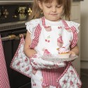 Clayre & Eef Guanto da forno bambino 12x21 cm Rosso Rosa  Cotone Cupcakes