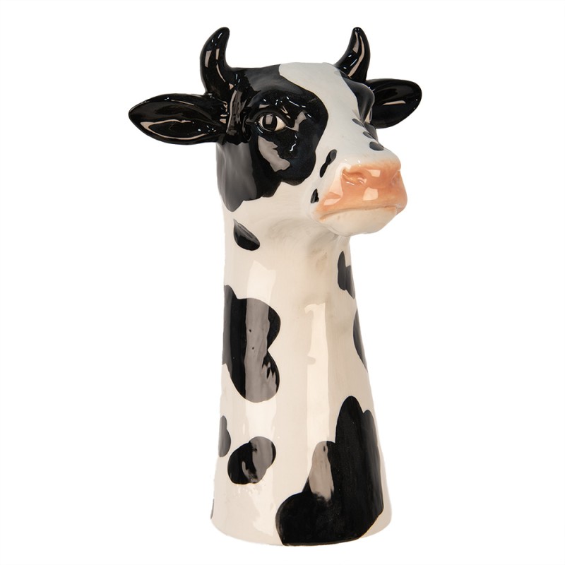 Clayre & Eef Vase Vache 20x19x32 cm Blanc Noir Céramique