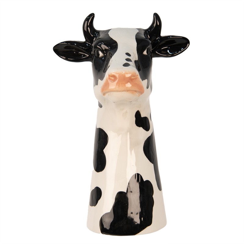 Clayre & Eef Vase Cow 20x19x32 cm White Black Ceramic