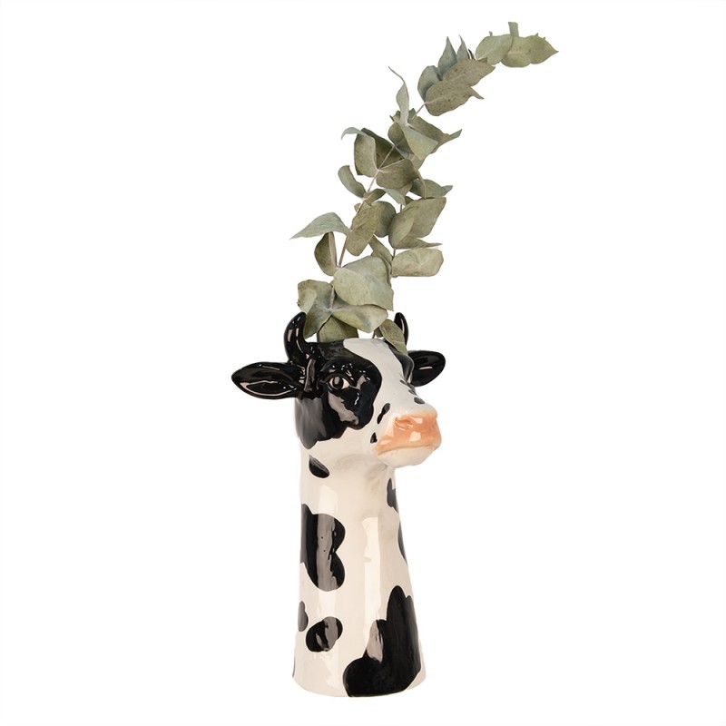 Clayre & Eef Vase Cow 20x19x32 cm White Black Ceramic