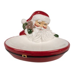 Clayre & Eef Scodella decorativa 19x16x10 cm Rosso Ceramica Babbo Natale