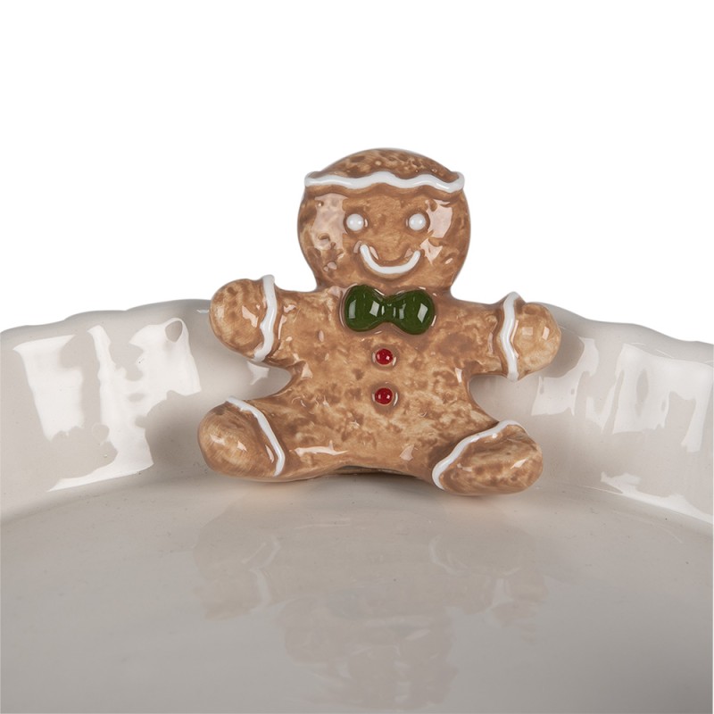 Clayre & Eef Decorative Bowl Ø 23x7 cm White Ceramic Gingerbread man