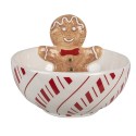 Clayre & Eef Decoratie schaal 250 ml Wit Rood Keramiek Gingerbread man