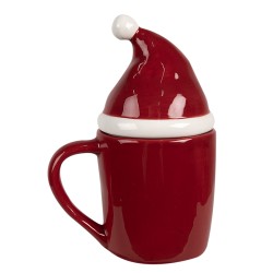 Clayre & Eef Mug Bonnet de Noël 300 ml Rouge Céramique
