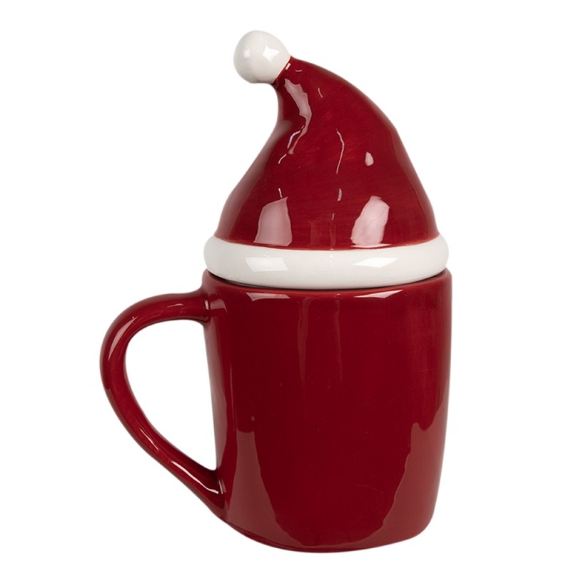 Clayre & Eef Tazza Cappello di Natale 300 ml Rosso Ceramica