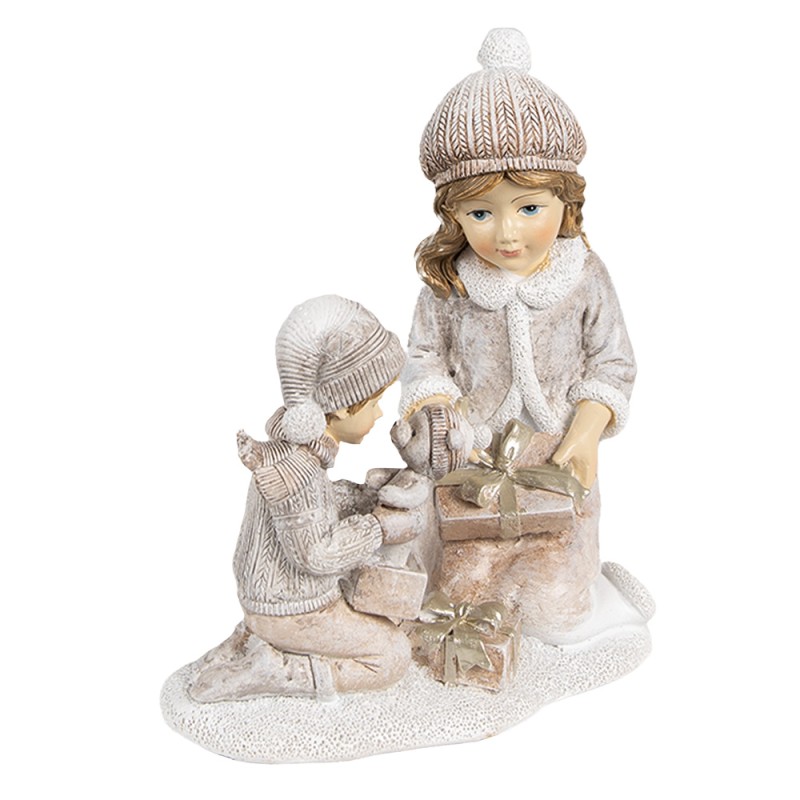 Clayre & Eef Dekorationsfigur Kinder 15 cm Beige Kunststoff