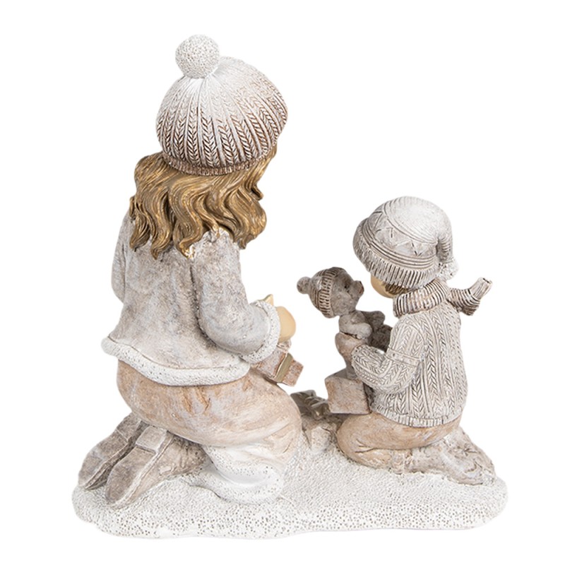 Clayre & Eef Dekorationsfigur Kinder 15 cm Beige Kunststoff