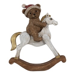 Clayre & Eef Statuetta decorativa Cavallo a dondolo 14 cm Marrone Plastica Orso