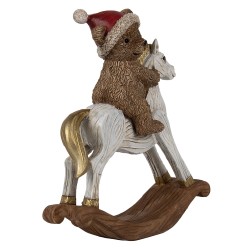 Clayre & Eef Figurine décorative Cheval à bascule 14 cm Marron Plastique Ours