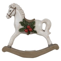 Clayre & Eef Figurine décorative Cheval à bascule 16 cm Blanc Plastique