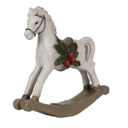 Clayre & Eef Statuetta decorativa Cavallo a dondolo 16 cm Bianco Plastica