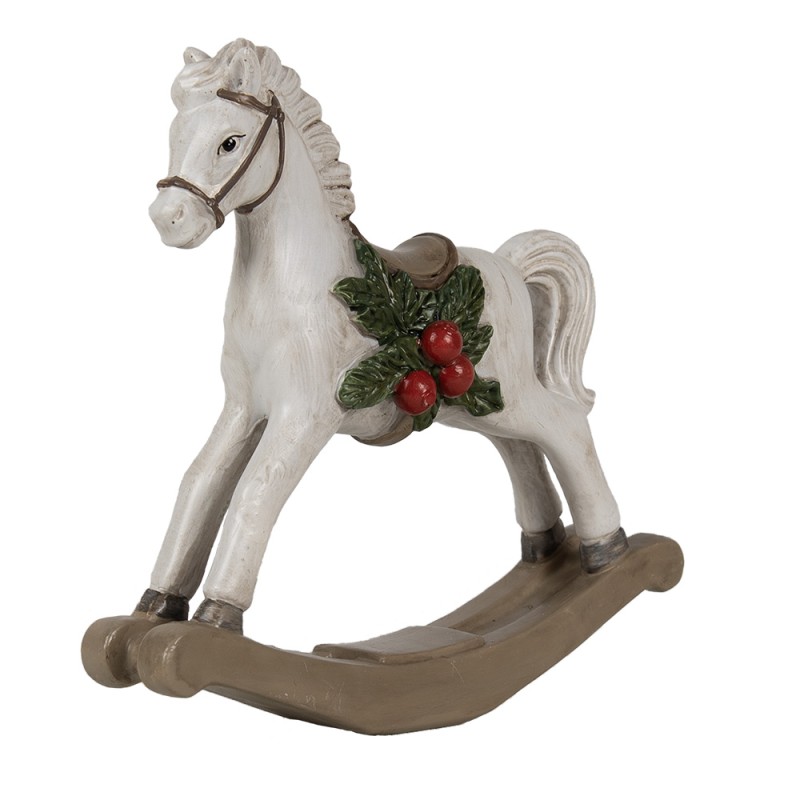 Clayre & Eef Decorative Figurine Rocking Horse 16 cm White Plastic