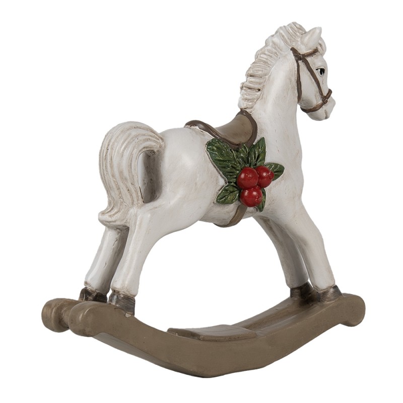 Clayre & Eef Decorative Figurine Rocking Horse 16 cm White Plastic