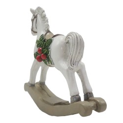 Clayre & Eef Statuetta decorativa Cavallo a dondolo 11 cm Bianco Plastica