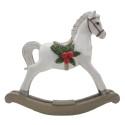 Clayre & Eef Statuetta decorativa Cavallo a dondolo 11 cm Bianco Plastica