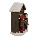 Clayre & Eef Kerstdecoratie met LED-verlichting Huis 13x10x20 cm Bruin Kunststof