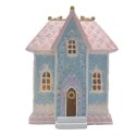 Clayre & Eef Casa di pan di zenzero con LED 12x9x15 cm Blu Plastica