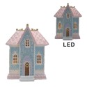 Clayre & Eef Casa di pan di zenzero con LED 12x9x15 cm Blu Plastica