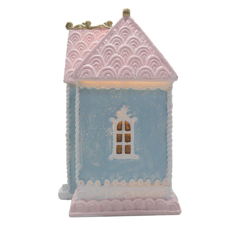 Clayre & Eef Maison en pain d'épices avec LED 12x9x15 cm Bleu Plastique