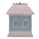 Clayre & Eef Lebkuchenhaus mit LED 12x9x15 cm Blau Kunststoff