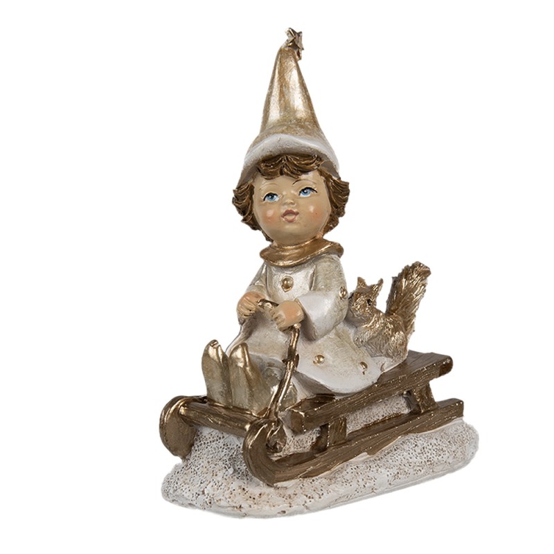 Clayre & Eef Figurine décorative Gnome 11 cm Beige Plastique