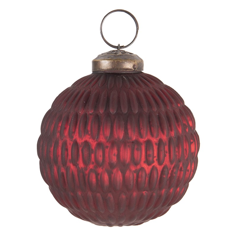 Clayre & Eef Kerstbal  Ø 7x7 cm Rood Glas Rond