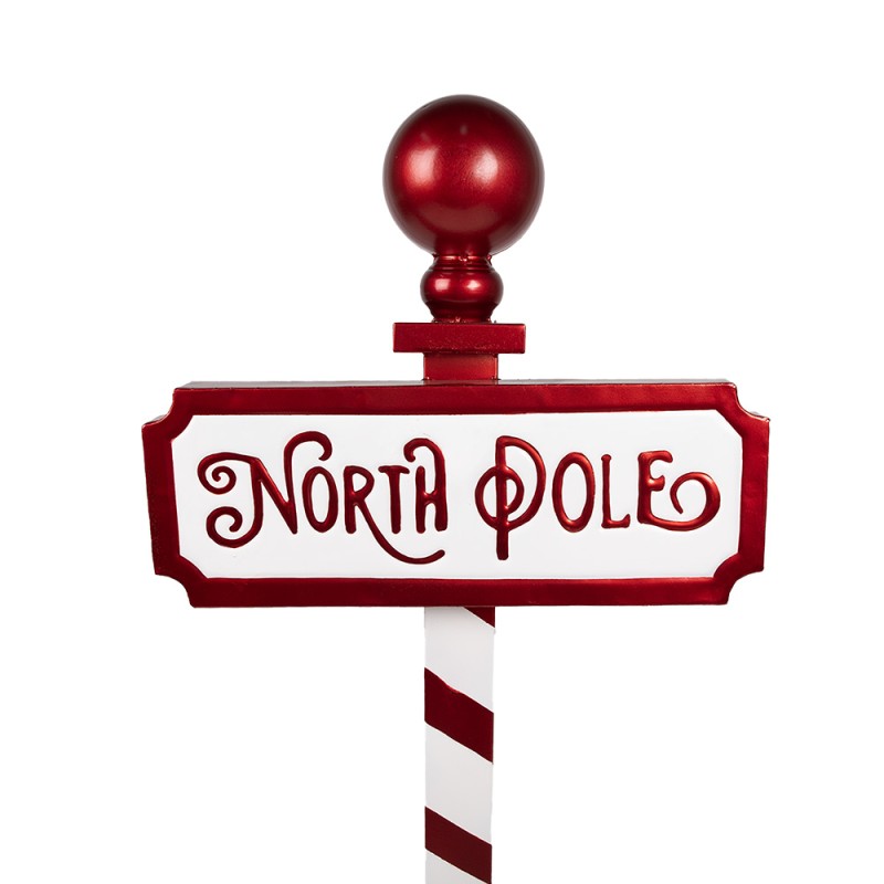 Clayre & Eef Kerstdecoratie Sign 46x18x110 cm Rood Wit IJzer NORTH POLE