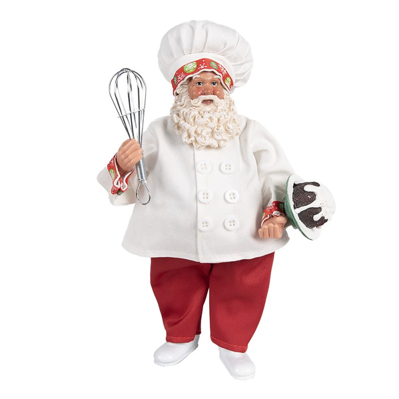 Clayre & Eef Christmas Decoration Figurine Santa Claus 27 cm White Red Plastic