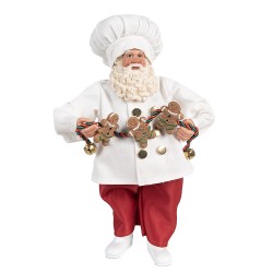 Clayre & Eef Weihnachtsdekorationsfigur Weihnachtsmann 27 cm Weiß Rot Kunststoff