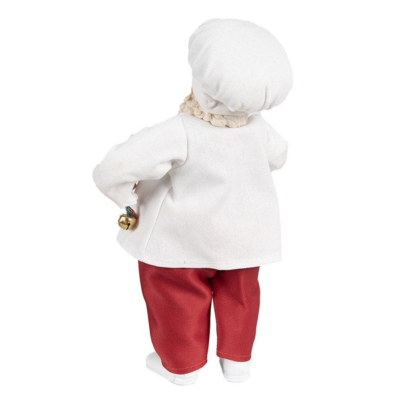 Clayre & Eef Figure de Noël Père Noël 27 cm Blanc Rouge Plastique