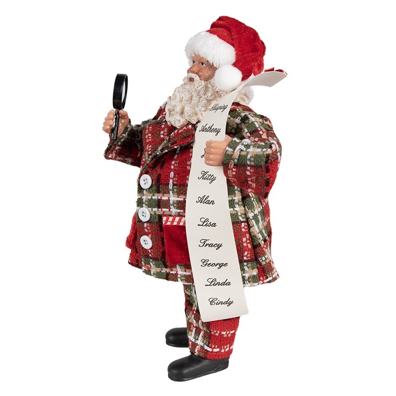 Clayre & Eef Weihnachtsdekorationsfigur Weihnachtsmann 27 cm Rot Kunststoff