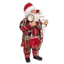 Clayre & Eef Statuetta decorativa di Natale Babbo Natale  27 cm Rosso Plastica