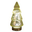 Clayre & Eef Christmas Decoration with LED Lighting Christmas Tree Ø 8x16 cm Yellow Glass