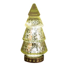 Clayre & Eef Décoration de Noël avec éclairage LED Sapin de Noël Ø 8x16 cm Vert Verre