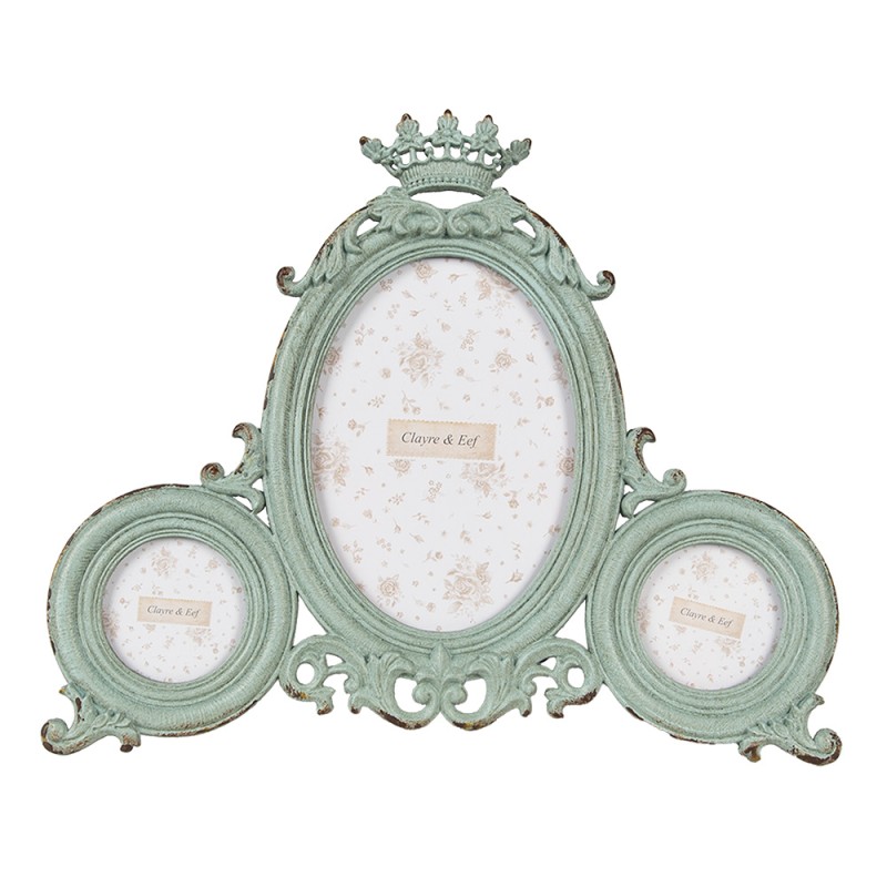 Clayre & Eef Photo Frame  9x13 / Ø 5 cm Green Iron Glass