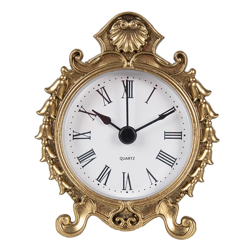 Clayre & Eef Table Clock 10 cm Gold colored Iron Glass