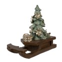 Clayre & Eef Kerstdecoratie Beeld Slee 20x8x17 cm Bruin Kunststof