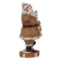 Clayre & Eef Figure de Noël Père Noël 20 cm Marron Blanc Plastique