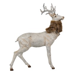 Clayre & Eef Dekorationsfigur Hirsch 35x16x44 cm Silberfarbig Kunststoff