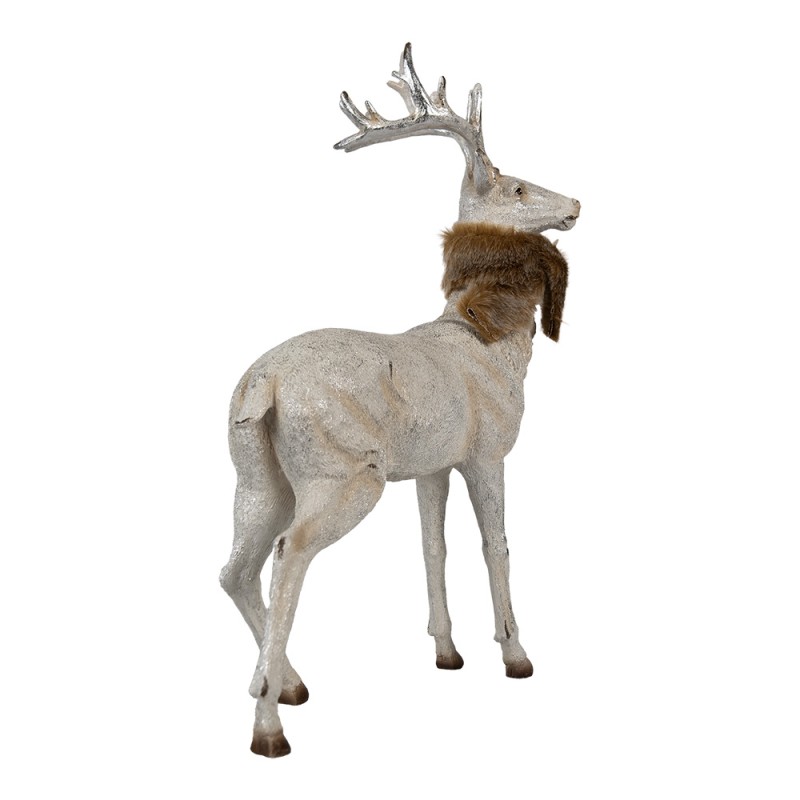 Clayre & Eef Dekorationsfigur Hirsch 35x16x44 cm Silberfarbig Kunststoff