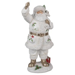 Clayre & Eef Kerstdecoratie Beeld Kerstman 43 cm Wit Kunststof