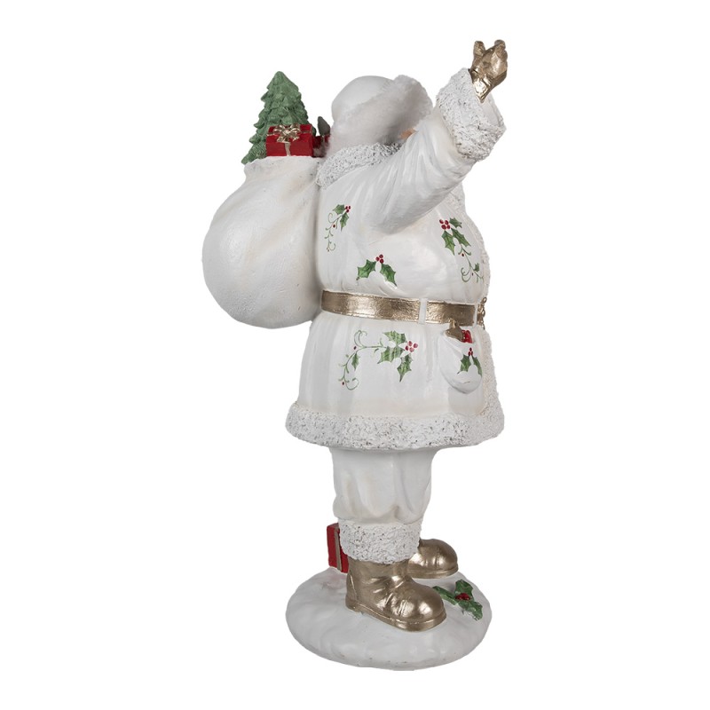 Clayre & Eef Figure de Noël Père Noël 43 cm Blanc Plastique