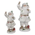 Clayre & Eef Figure de Noël Père Noël 43 cm Blanc Plastique