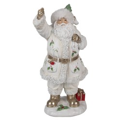 Clayre & Eef Weihnachtsdekorationsfigur Weihnachtsmann 31 cm Weiß Kunststoff