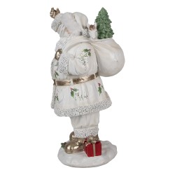 Clayre & Eef Figure de Noël Père Noël 31 cm Blanc Plastique