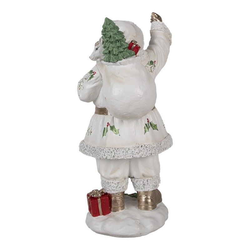 Clayre & Eef Figure de Noël Père Noël 31 cm Blanc Plastique