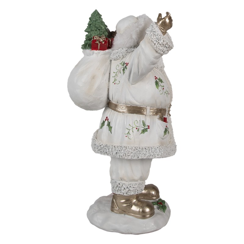 Clayre & Eef Figure de Noël Père Noël 31 cm Blanc Plastique